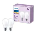 Lot 2x Philips Ampoule LED E27 Poire Dépolie 7W 806lm - 827 